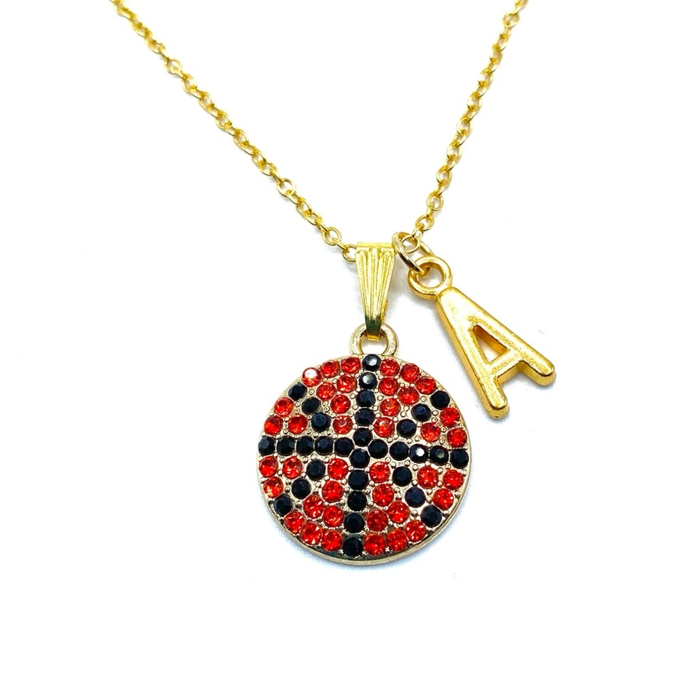 Basketball Necklace Gold Rhinestone - Picture 4 of 7